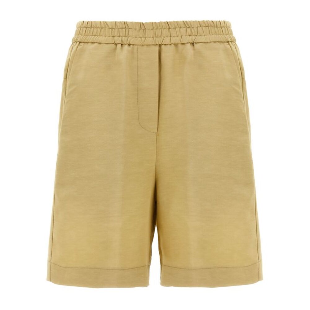 NUDE Beige Viscose Bermuda Women's Shorts
